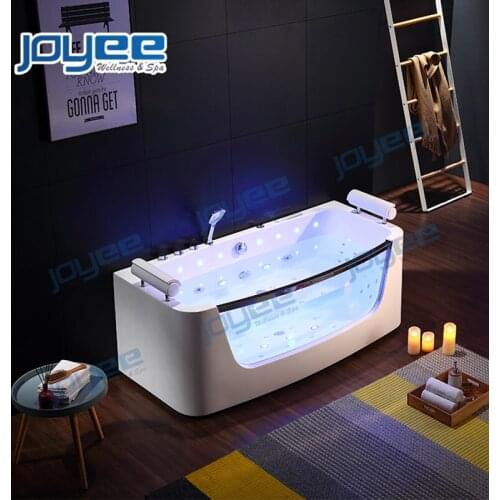 JOYEE Bathroom Jacuzzi Spa China Supplier I 2 Person Sex Glass Whirlpool Hydro Massage Bathtub With Led Color Lights