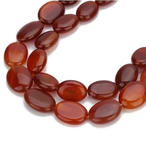 Stone Beads Flat Oval Wholesale 2019 1strand 13x18mm 15X20mm Natural Red Agates Spacer Beads For DIY Bracelet Jewelry Makings