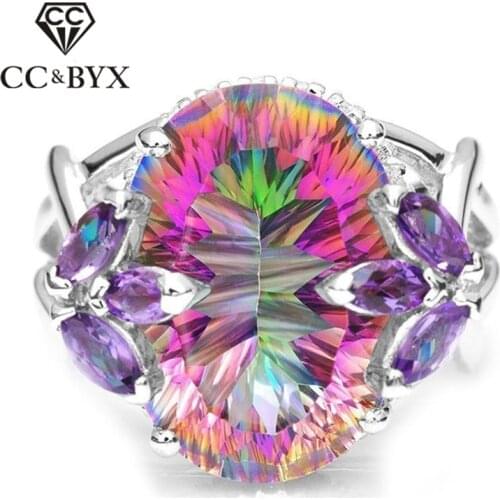CC Rings For Women Mysterious Rainbow Colorful Ring Bridal Luxury Wedding Engagement Jewelry Cubic Zirconia Bijoux CC2142