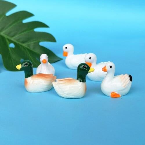2pc 3D Mini Duck Small Animal Resin Craft Miniature Dollhouse Ornament Fairy Garden Decoration Fairy Decor DIY Accessories