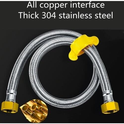 304 Stainless Steel Metal Cold and Hot Water Inlet Hose Water Pipe Toilet Heater High Pressure Connecting Pipe 4 Sub Household