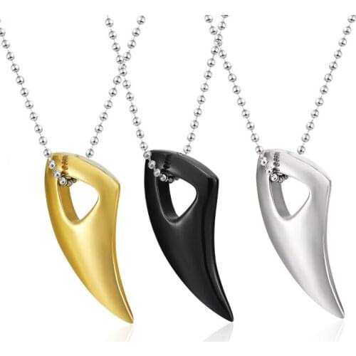 Fashion Black Stainless Steel Necklace Bull Horn Design Man Jewelry Punk Biker Mens Pendants Necklaces