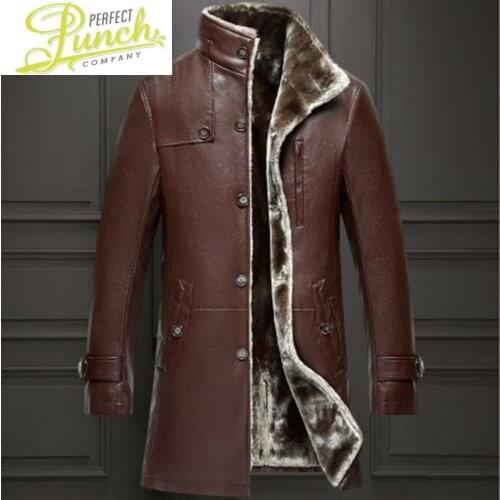 Leather Jacket Men AYUNSUE Clothes 2021 Wool Liner Tops Winter Mens Sheepskin Coat Plus Size 6XL Ropa De Hombre T6012