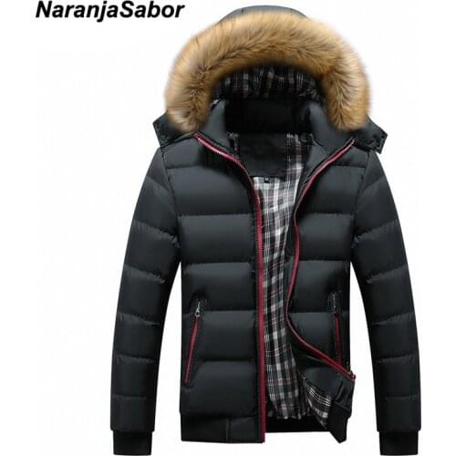 NaranjaSabor Winter Mens Thick Coats Hooded Down Parka Warm Mens Fashion Jackets Male Overcoat Men Brand Clothing 7XL N565