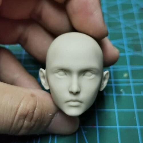Unpainted 1/6 FF7 Young Cloud Face Plate Head Sculpt Carving Model Fit 12 inch Male Action Figure Body for Painting Exercise