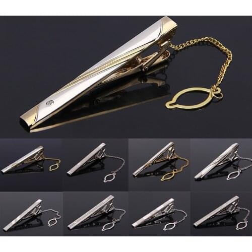 New Silvery Tie Clip For Men Classic Meter Tie Clips Alloy Tie Bar Quality Enamel Tie Collar Pin Crystal Business Corbata