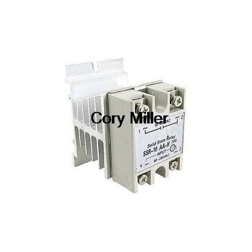 AC to AC 80-280V / 90-480V 10A Single Phase SSR Solid State Relay w Heat Sink