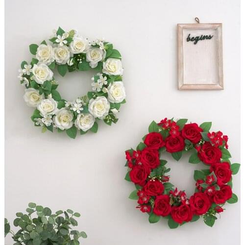 Stunning Spring Door Wreath Home Decor Vintage Rattan Creative Semi-handmade Simulation Decorative Ornaments Parents Gifts Rose