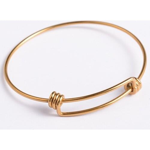 10pcs Stainless Steel Bangle Making Adjustable Expandable Golden for Jewelry Making DIY Bracelet 55~57x63~65mm