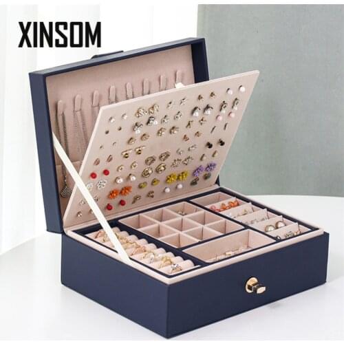 XINSOM Jewelry Organizer Box For Women Multilayer High Capacity PU Leather Earrings Rings Necklaces Bracelets Jewelry Box Casket
