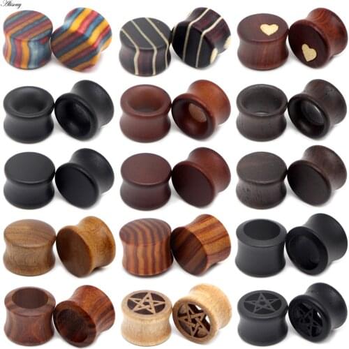 8-50mm Plugs and Tunnels Big Size Ear Tunnel Earrings Ear Stretcher Wood Expander Men Ear Piercing Body Piercing Tunnels Gauge