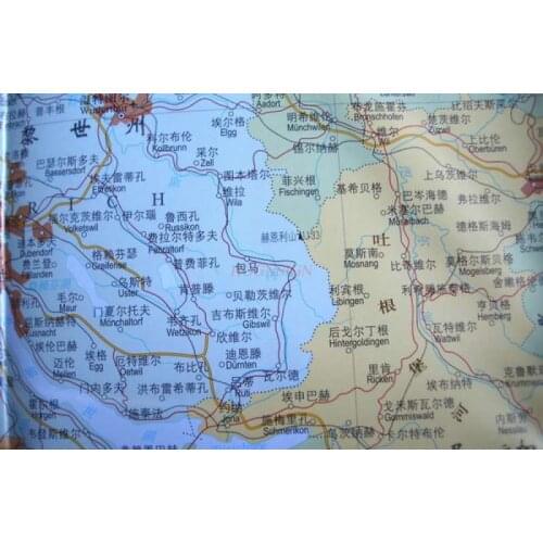 Switzerland Liechtenstein Map Europe Series Chinese and English