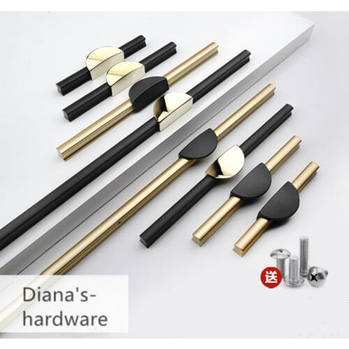 Modern Kitchen Cabinet Handles Gold and Black Cupboard Door Pulls Drawer Knobs Bedroom Door Long Furniture Handle Hardware