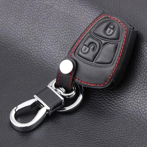Car Styling,Car keychain ,2 Button Leather car key case key cover For Mercedes benz A CLASS W169 B C E S R C200E 260L GLK300