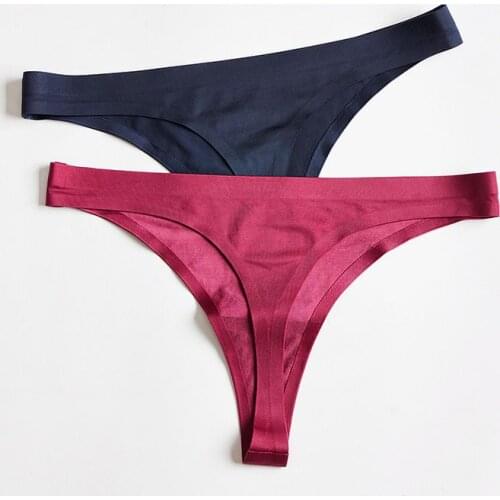 Female Ice Silk Thong Panties Sexy Seamless Briefs Low Waist Thongs Lingerie G String Panty Women Underwear Panties