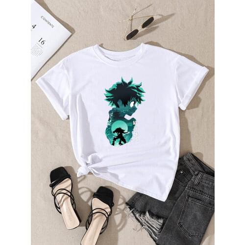 Anime My Hero Academia Midoriya Izuku Printing Women t-Shirt Large Size Top Fashion Style Tshirt o-Neck Casual Female t Shirts