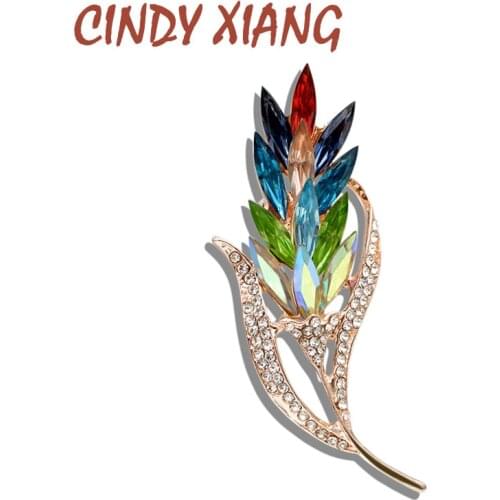 CINDY XIANG Multi-color Crystal Wheat Brooches for Women Rhinestone Brooch Pin Fashion Jewelry Coat Dress Corsage Flower Style