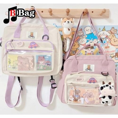 Apan Series Women backpack Lovely Transparent Female Canvas Bag girl Students Large capacity messenger bag ita Bag Satchel