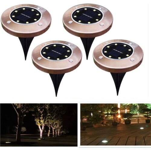 1pcs/4pcs Stainless Steel Solar 8Leds Underground Light Bronze Color Garden Lawn Light Garden Rainproof Lamp