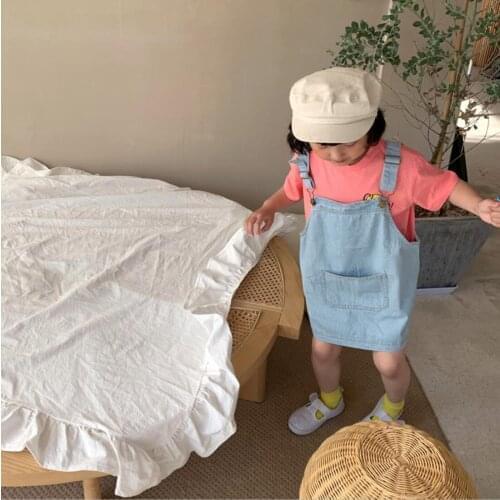 2021 Korea style girls denim dress fashion cotton summer girls dresses