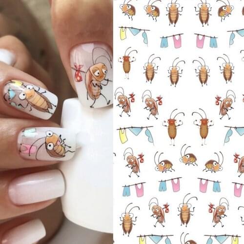 1pcs Insect 3d Nail Stickers Self-Adhesive Hedgehog ladybug cockroach cartoon Animal 3d Decal Nail Art Decoration Accessories