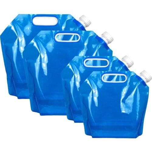 4Pcs Outdoor Water Bag 5/10L Folding Water Bag Canister PE Tasteless Safety Seal Lightweight Drinking Water Storage Bag