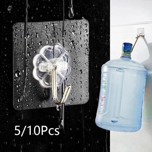 5/10PCs Transparent Strong Suction Wall Hangers Sundries Towel Mop Bag Storage Hooks Sucker Kitchen Bathroom Door Organizer