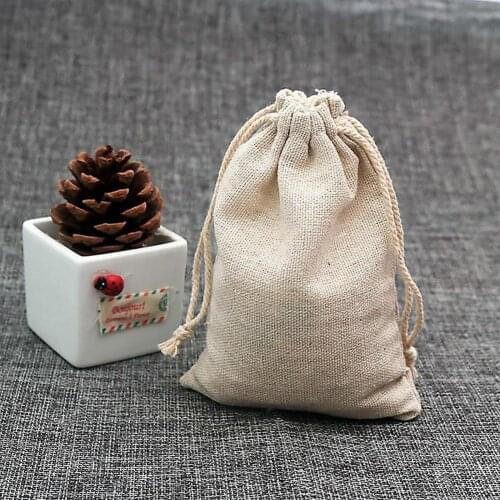 50Pcs/Set Gift Packing Pouch Fine Texture Gift Bag Eco-friendly Imitation Linen Handmade Drawstring Rice Packing Pouches