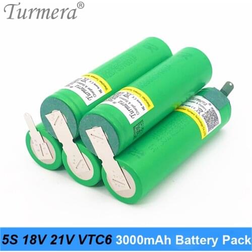 Turmera battery 5s 18v 21v 18650 vtc6 3000mah battery soldering battery for vacuum cleaner and screwdriver battery customized