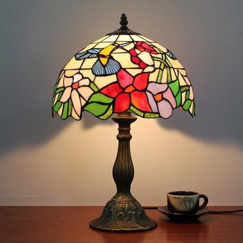 30CM European pastoral art glass bird decorative desk lamp Hotel Club bedroom bedside lamp