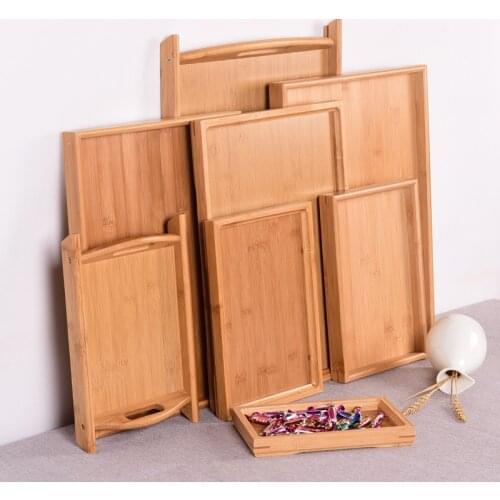 Wooden Barbecue Tray Rectangular Household Bamboo Tea Set Tea Cup Tea Tray Tray Serving Solid Wood Dishes Kitchen Supplies