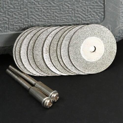 10pcs 25mm Abrasive Disc Diamond Cutting Discs Cut Off Blade Drill Bit For Rotary Tool With 2pcs 3mm Mandrel Dremel Accessories