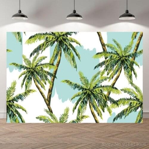 Palm Coconut Tree Leaves Summer Photo Background Tropical Forest Newborn Baby Shower Kids Birthday Portrait Backdrop Photography