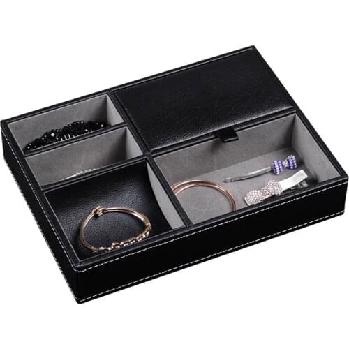 Leather Jewelry Tray Storage Organizer Ring Earring Necklace Bracelet Watch Display Multi-functional Other Accessories Show Case