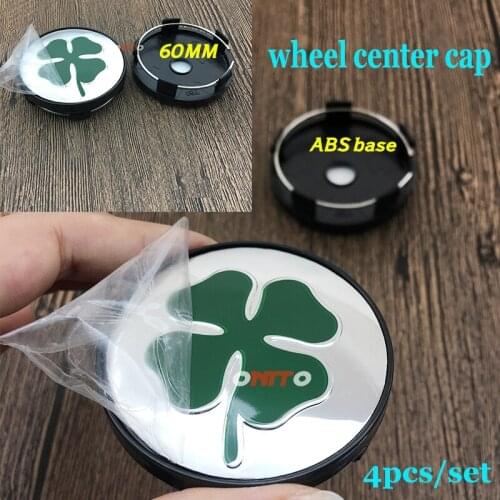 High Quality ABS Black Base 60MM 6CM 2.36inch leaf LOGO Wheel Center Cap hubcap 4x Wheel Rim Covers For Alfa Rome Car Styling