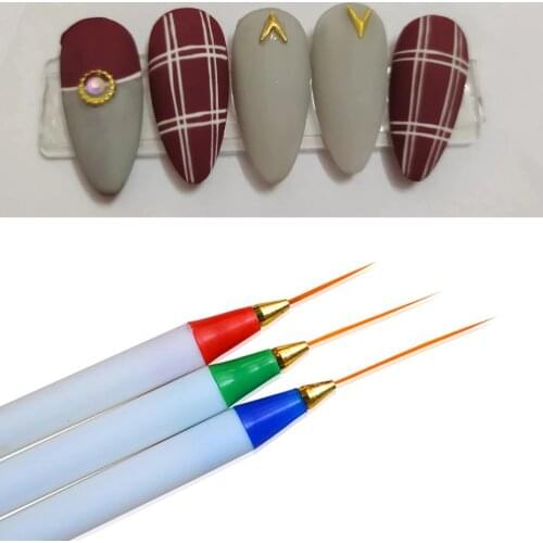 Nail Salon 3pcs Nail Art Pencil Drawing Pen Dotting Tools Kit White Fine Plastic Nail Paint Painting Striping Brush SATR29