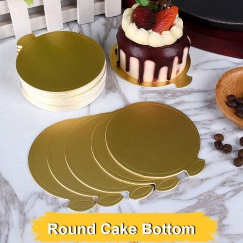 100 pcs Mini Cake Boards Small Round Gold Mousse Cake Cardboard Set Cupcake Cake Base Dessert Displays Tray