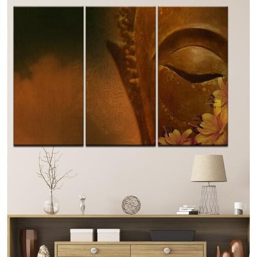 Canvas Pictures Wall Art Home Decor 3 Pieces Buddha Meditation Paintings HD Prints Buddha Statue Posters Living Room Framework