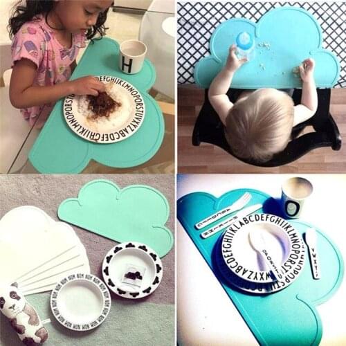 New1pcs 47.5cm*27cm Clouds Table Pat Heat Resistent Placemat Tableware Mat Silicone Cloud Shape Mats Kitchen Accessories E879