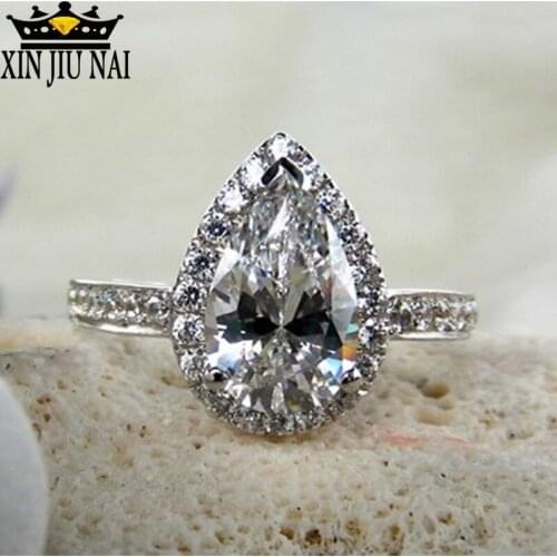 Wish Amazon inlaid water droplet superflash diamond ring classic temperament diamond ring popular European and American