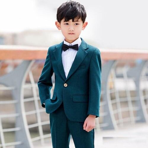 New solid color fashion boy suit three-piece suit (jacket + pants + vest) childrens dance party formal dress