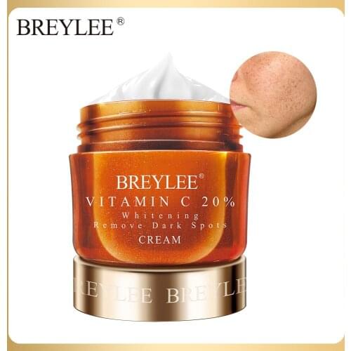 BREYLEE Vitamin C 20% Vc Whitening Facial Cream Remove Fade Freckles Remover Dark Spots Brightening Cream Face Skin Care 30g