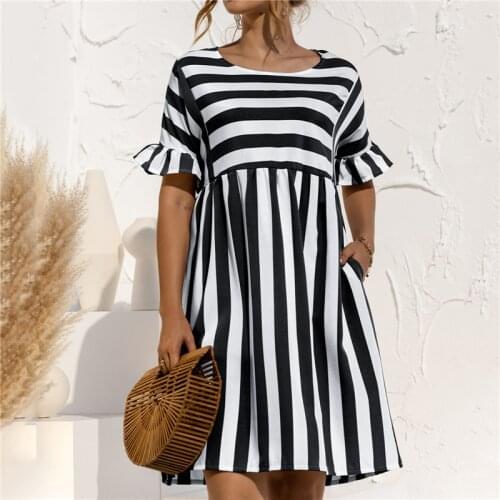 Summer Boho Polka Dot Mini Dress Women Sexy Ruffles Sleeves V Neck Sundress Female Casual Loose Solid Color Beach Party Dresses