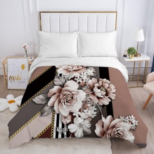 Duvet cover Quilt/Blanket/Comfortable Case Luxury Bedding 140x200 150x200 240x220 240x260 for Home 3D Print Flowers grey