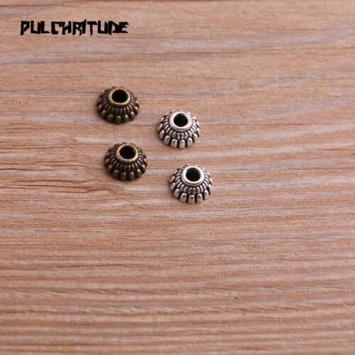 100pcs 4*8*8mm Two Color Bead Caps Charm Hollow Flower MINI Pendants Jewelry Accessories DIY Receptacle Charms