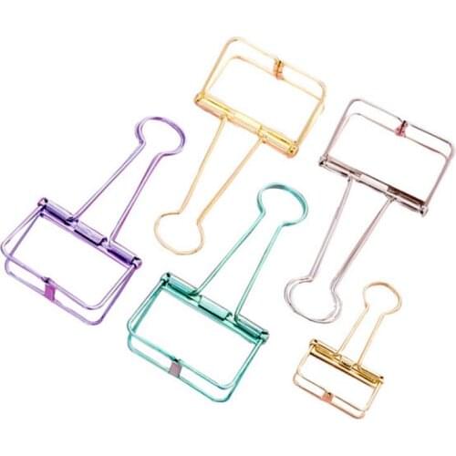 Simple Metal Hollow Long Tail Clip Creative Stationery Handbook Cute Color Office Paper Dovetail Clip Test Paper Clip