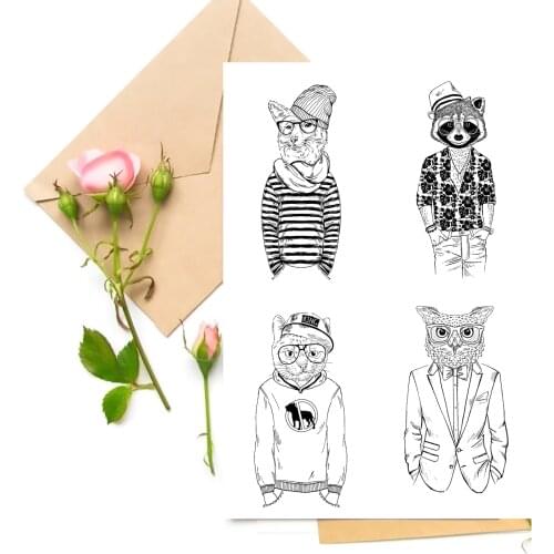 Dog / Owl / Raccoon Clear Stamps For DIY Scrapbooking Card Making Silicone Stamps Fun Decoration Supplies
