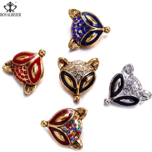 1PC Fox Snap Button Lovely Metal Charms 18mm Snap Button Cartoon Animal Bead For Snap Bracelet Snap Jewelry Fashion Bangle