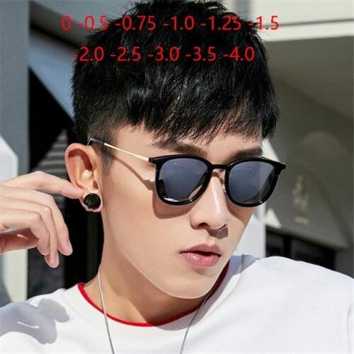 0 -0.5 -0.75 -1.0 To -4.0 Black Frame Gray Lens Minus Degree Sunglasses Men Polarized Retro Cat Eye Sun Glasses Prescription