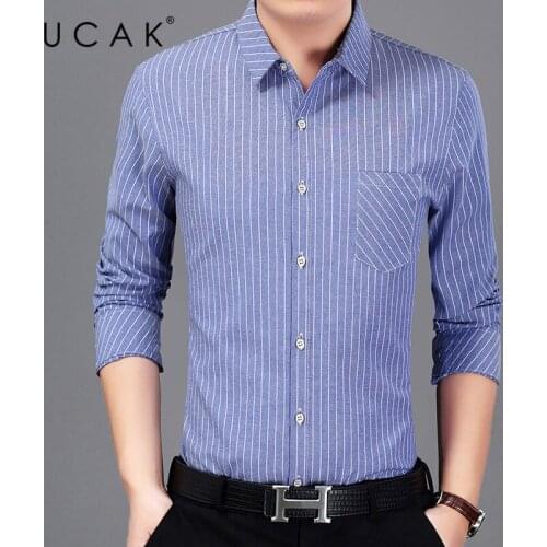 UCAK Brand Casual Long Sleeve Shirt Men Clothes Spring Autumn New Arrivals Classic Striped Streetwear Pockets Shirts Homme U6192